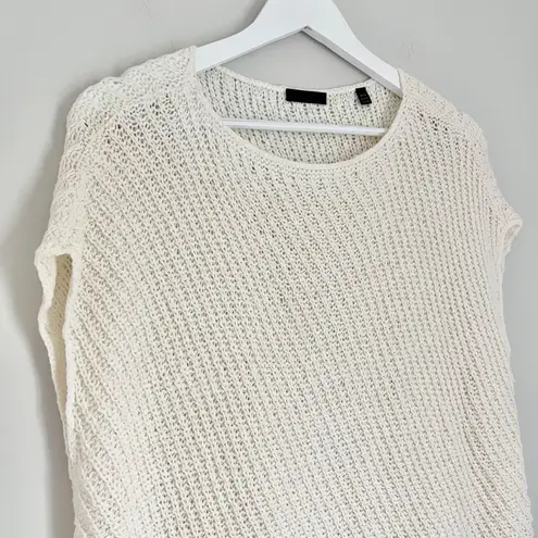 ATM Anthony Thomas Melillo Diagonal Stitch Knit Pullover Boat Neck Top Ecru White Size Medium