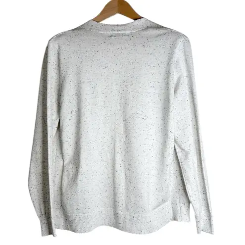 Verve Ami white Speckled Long sleeve Open Front Cardigan patch pockets size L