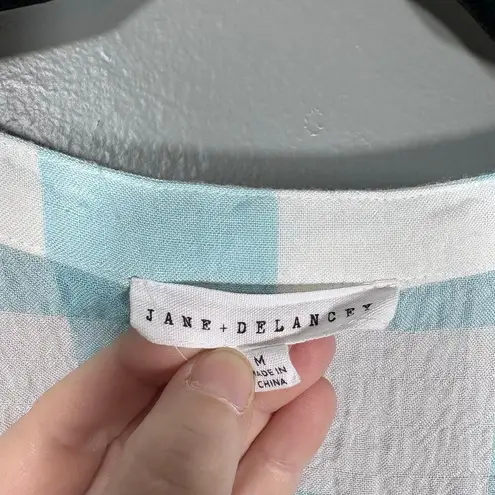 Jane and Delancey Women's Blue & White Gingham Gauze Top - Size Medium - Summer