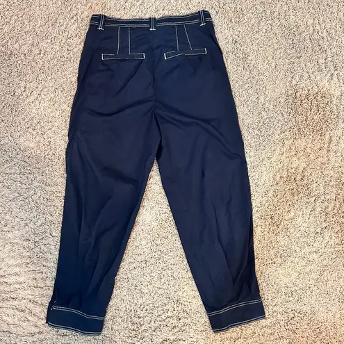 Maeve Anthropologie Foster Contrast-Stitch Joggers in Black Women's Size 10