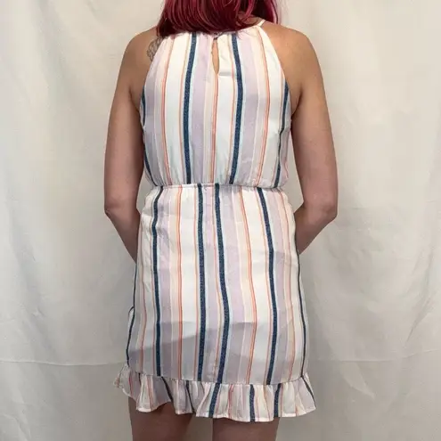 Harper Heritage Womens Faux Wrap Striped Dress M Med Medium Multicolor High Neck White