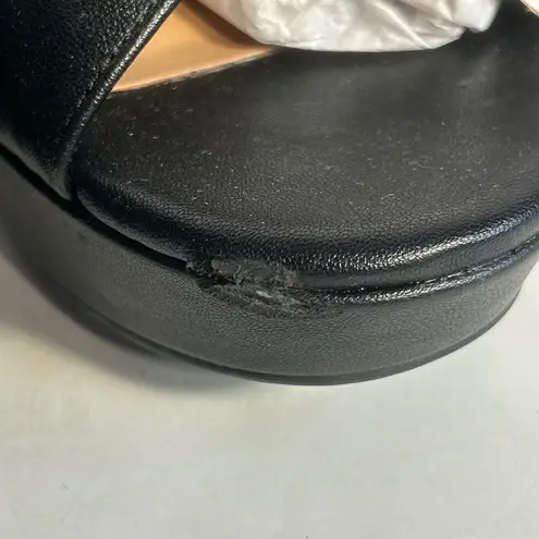 Aerosoles Polina Black Leather Criss Cross Platform Block Heel Sandals 10.5M