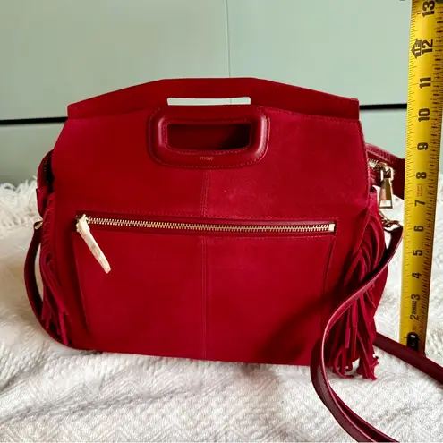 NWOT Maje Red Suede Large M Bag w/ side fringe and crossbody strap