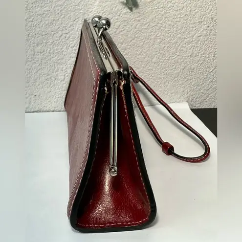 wilson's leather PELLE STUDIO  Burgundy Clutch BAG Modern Italian Leather Clutch