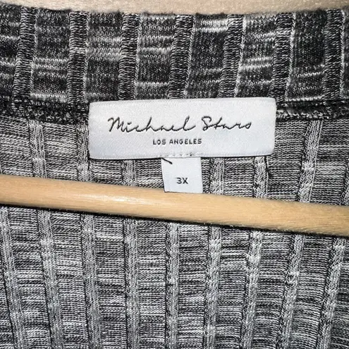 Michael Stars Duster Cardigan Wrap Dress Womens 3X Gray Knit Stretch Long Sleeve
