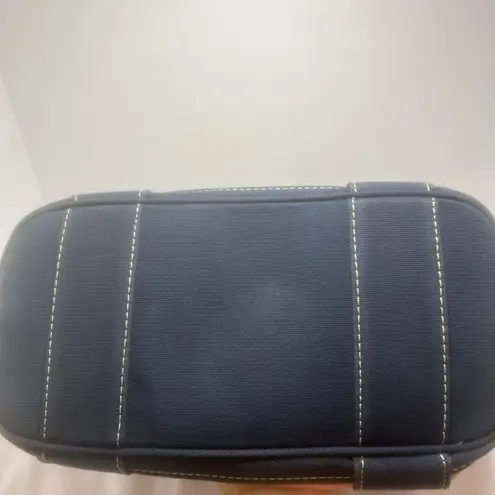 J.Crew Canvas Tote Bag Pink Navy Blue Handles Lined Interior Medium Size Cotton