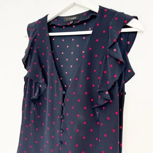 Intermix  Women's Silk Polka Dot Dress Blue Red Size‎ Small