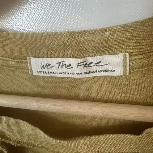 We The Free  T-Shirt Womens XS Green Lace Up Azalea Sun Washed Pirate Boho