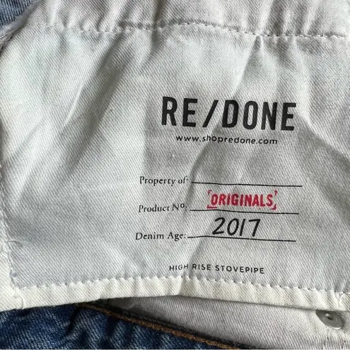 RE/DONE Originals High-Rise Stovepipe Light Rinse W/Rips- Size 26