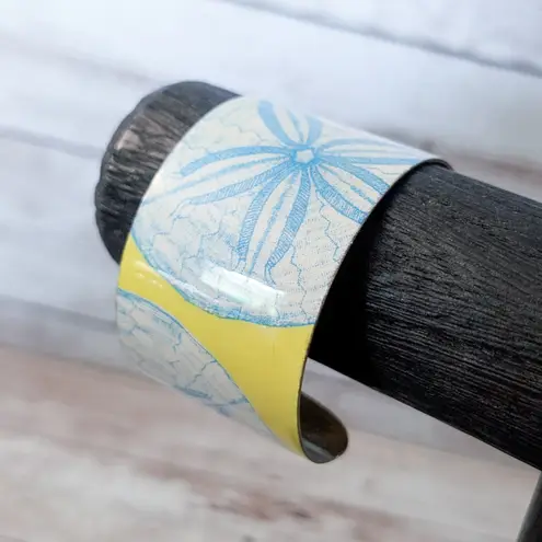 Vintage Two's Company Cuff Bracelet Sand Dollar Blue Yellow
