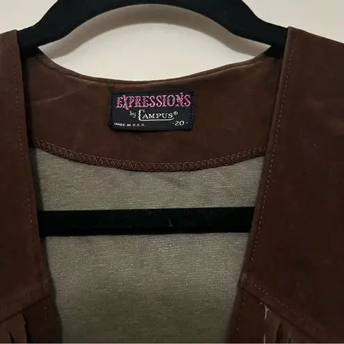 Vintage Expressions by Campus Suede Fringe Vest | Made in USA | Western Boho Brown Size undefined