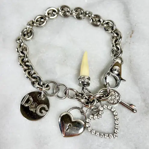 Dolce & Gabbana Silver and Crystal Adjustable Charm Bracelet