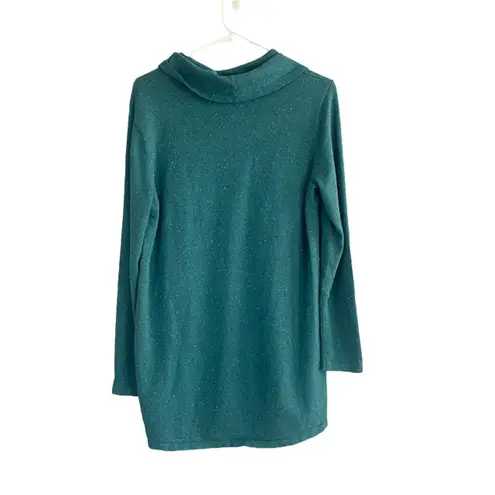J. Jill Teal Cotton Blend Long Sleeve Cowl Neck Tunic Sweater Dress Women Sz S
