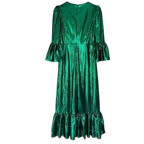 Pomander Place Emerald Crinkle Lurex Lillith Dress Maxi Green Size Small NEW