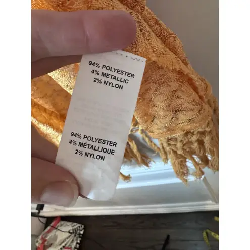 Ramy Brook Gaia Fringe Swim Cover-Up Skirt S Orange/Gold Elastic Waist Pull On