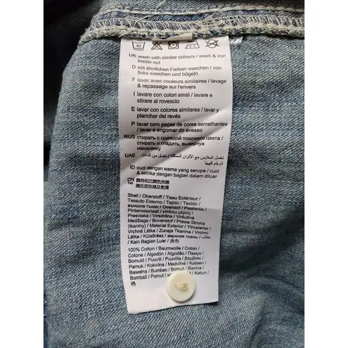 Esprit Denim Dress Women XS Midi Pearl Snap Long Sleeve Chambray EDC Midi Button Blue