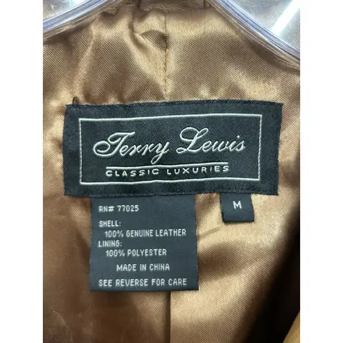 Vintage Jerry Lewis Women's Leather Coat Medium Brown Belted Double Breasted