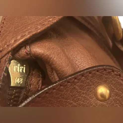 Valentino Garavani 1990s Brown Pleated Leather Shoulder Bag Tote Brass Hardware