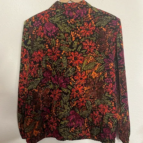 Blair Womens Zip Up Nylon Jacket Size Large Artsy Abstract Art to Wear Colorful Bold