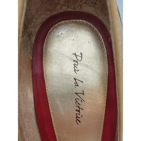 Pour La Victoire Tan / Red Leather Mary Janes Pumps Heels Women's Size 9.5