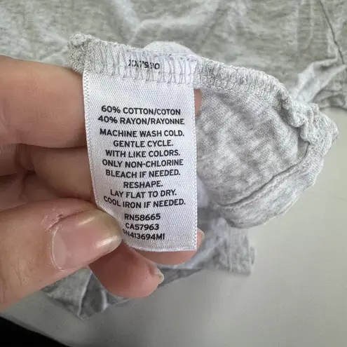 Something Navy Shirt Womens Medium Gray Puff Sleeve 3/4 Length Top Lightweight