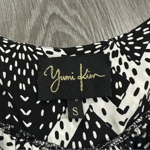 Yumi Kim 9-5 100% Silk Black & White Dimond Geometric Wrap Mini Dress Size S