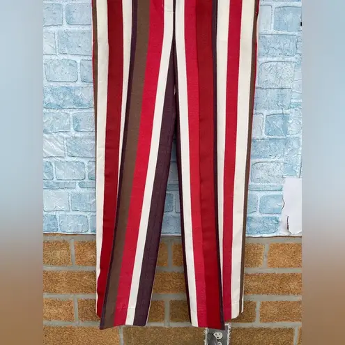 FRENKEN red cotton wool blend graphic stripe wide leg pants size 36/6