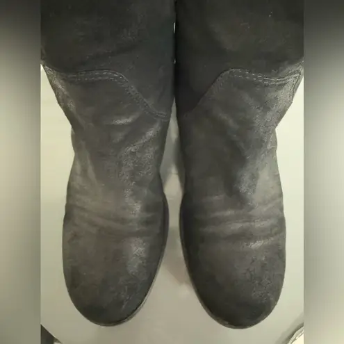 Jimmy Choo Doreen Rugged Suede Knee High Zipper Detail Boots Black 38.5/8.5