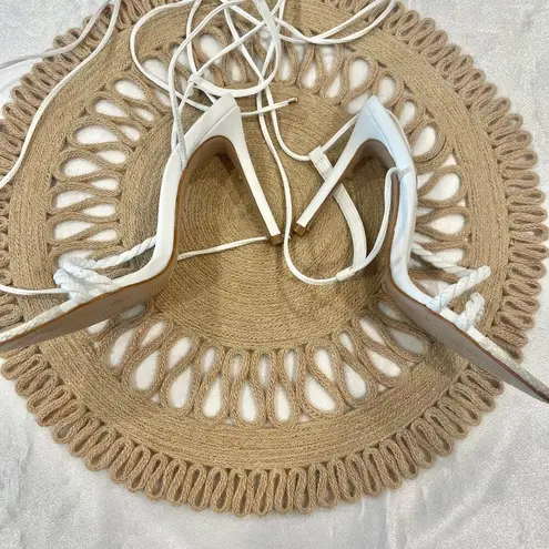 Schutz Jhessy White Leather Lace-Up Heels Size 6.5B