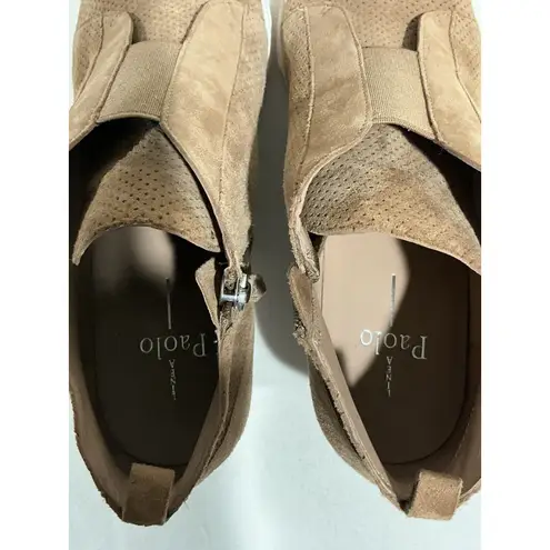 Woman’s L Paolo 9m Tan Suede Wedge Sneaker Ankle Bootie Brown Size 9