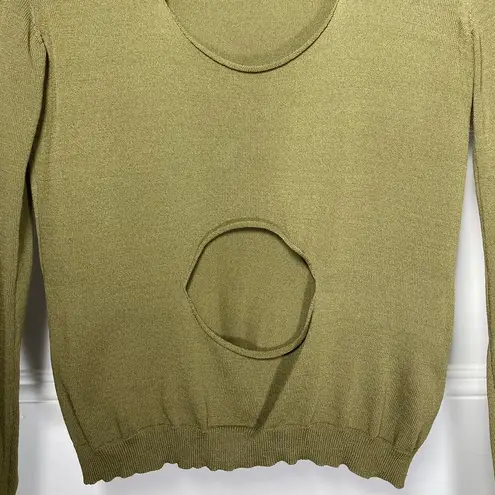Miaou | Eros Turtleneck Knit Sweater with Front Cutouts in Moss Green Size Small - Image 6