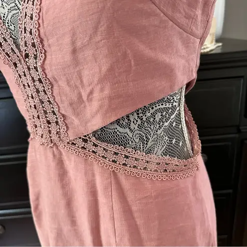 INDIKAH Rose Mauve Cutout Mini Dress – Size M