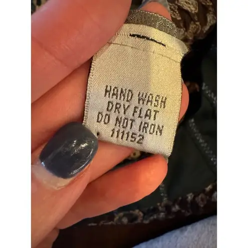 Alberto Makali Shirt Women Small Green Chiffon Paisley Top Vintage Retro Fairy