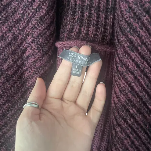 Lisa Rinna Collection Women Large Red Maroon Wrap Cardigan Chunky Sweater