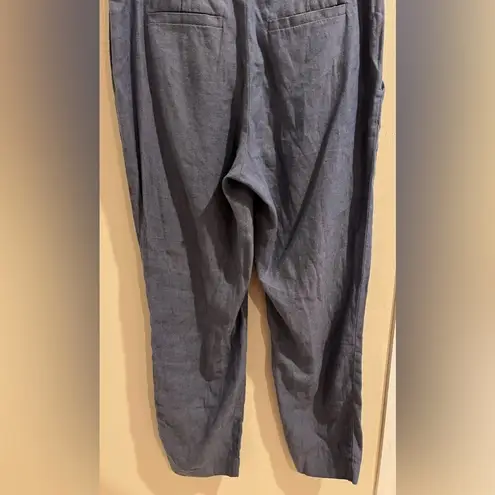 Rachel Roy Size 4 Blue Linen Blend High Waist Straight Leg Pants