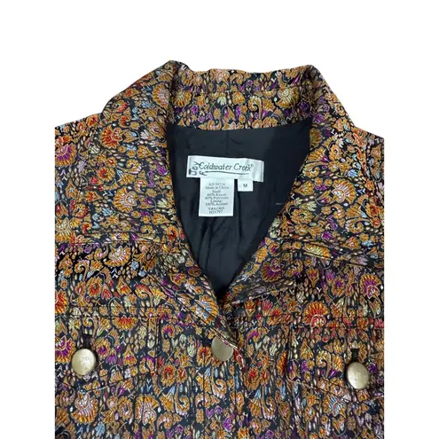 Coldwater Creek Women's Metallic Brocade Floral LS M Button Blazer Jacket - Image 3