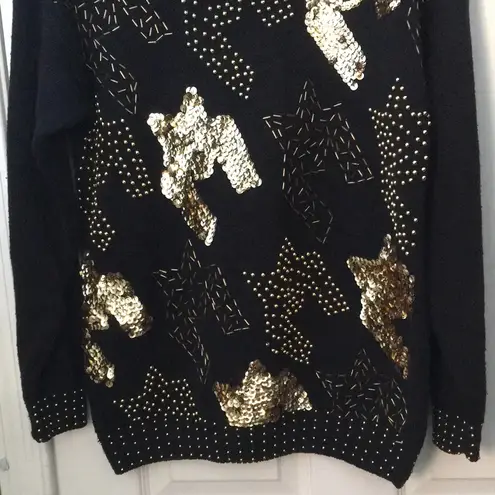 FINAL MARKDOWN Ladies Western Connection Beaded & Sequined Cowl Neck Sweater (S) Black