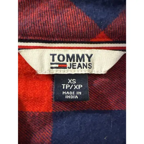 Tommy Jeans XS Shirt Button Front Shacket Cotton Preppy Magnetic Button