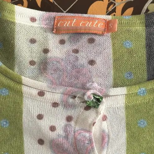 Buttons CUT CUTE CARDIGAN SWEATER WITH Glass . Sz: S