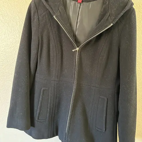 Anne Klein  Hooded Wool Blend Heather Gray Coat   Size Medium