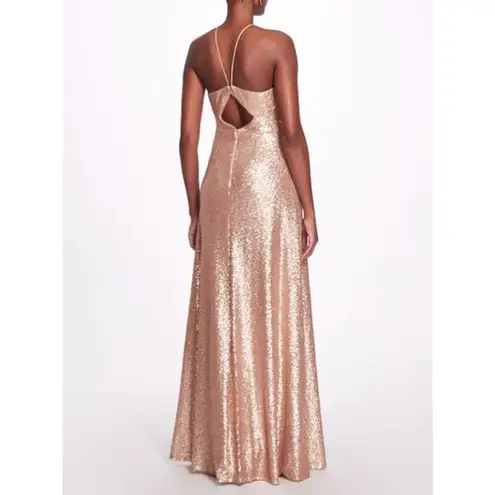 Marchesa Notte prom gold sequin