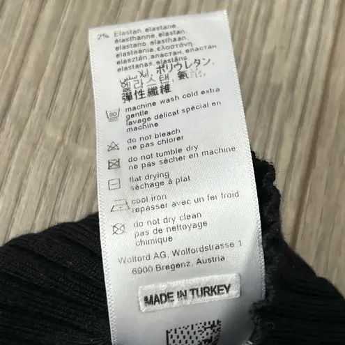 Wolford Thelma Strip Cardigan Ribbed Virgin Wool Fitted Zip Dress | Black | M Size M