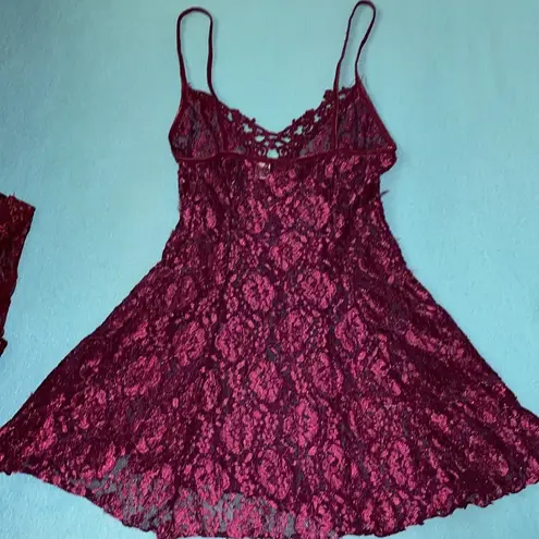 Frederick's of Hollywood FREDERICK’S OF HOLLYWOOD lingerie eggplant purple sheer robe lace nighty size M