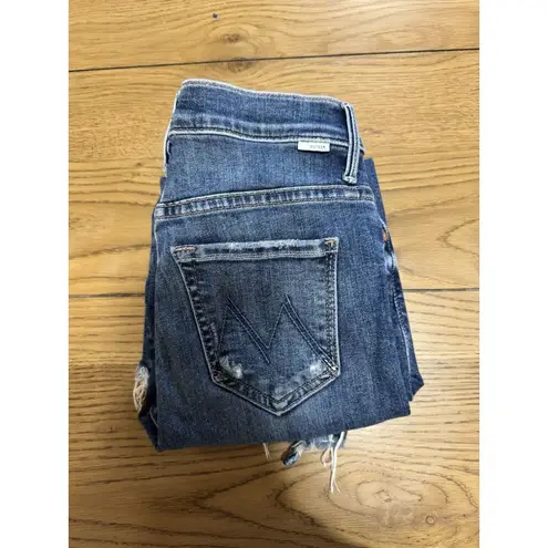 MOTHER Denim The Insider Crop Step Chew Jeans in Dancing on Coals (size 23) Blue