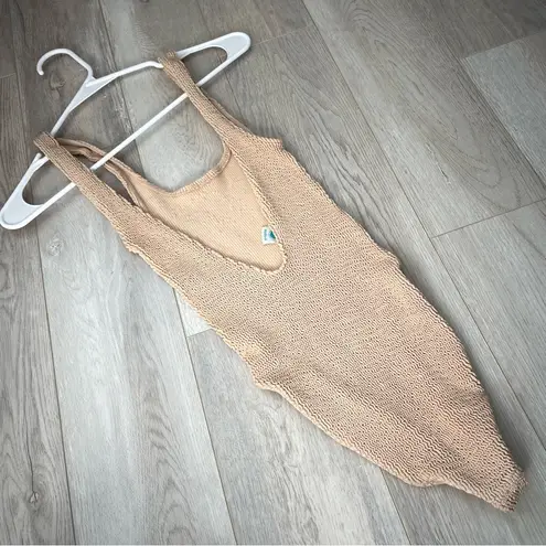Mollusk Ripple Swimsuit crinkle stretch one piece womens Beige (one size) beach Size undefined