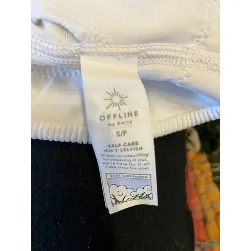 Aerie  Women's WHITE Ribbed Sports Bra Crop Size Small MSRP $24.95