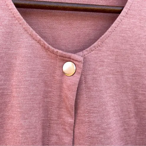 LOGO By Lori Goldstein LOGO Lounge Womens Vest Peach Pink Ruffle Hem Cover Up Casual Pockets Size Large