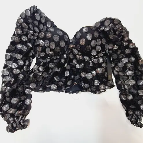 House of Harlow 1960 x REVOLVE Burna Blouse in Black Metallic Dot Silver