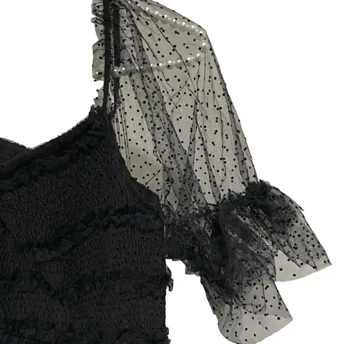 White Birch Black Tulle Mini Dress Medium Whimsigoth Witchy Wednesday Party Edgy