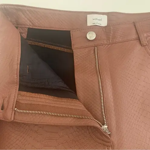 Wilfred EUC Brown Vegan Leather Snake Skin Print High Rise Straight Pants 6